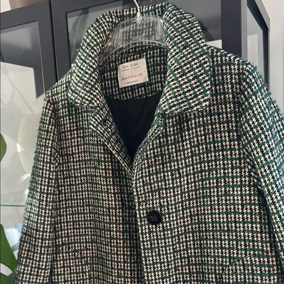 Zara Green and Black Tweed Pea Coat Classic Design - Picture 6 of 8